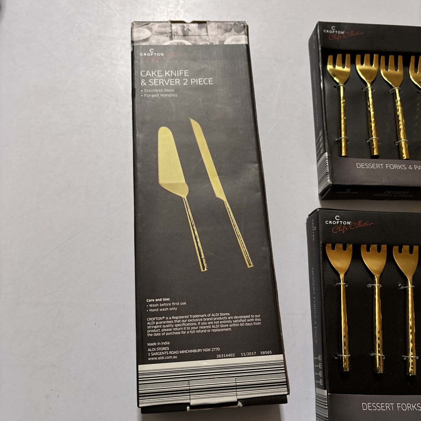 Crofton Cake Knife & Server + 2x Dessert Forks 4 Pack Stainless Steel *New*