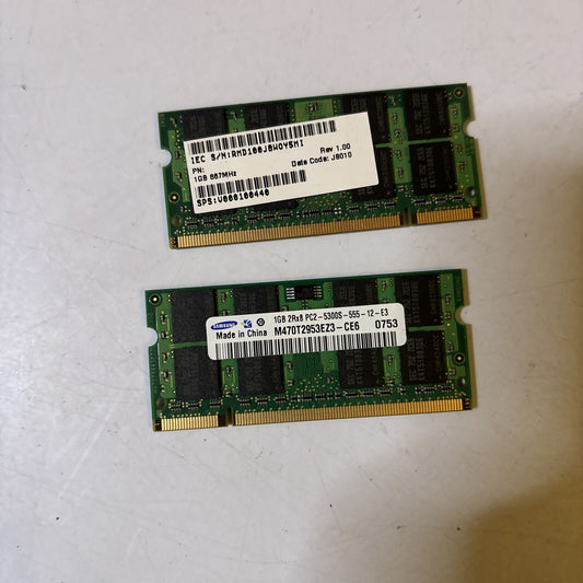 2x Samsung 1GB 2Rx8 PC2-5300S-555-12-E3 RAM