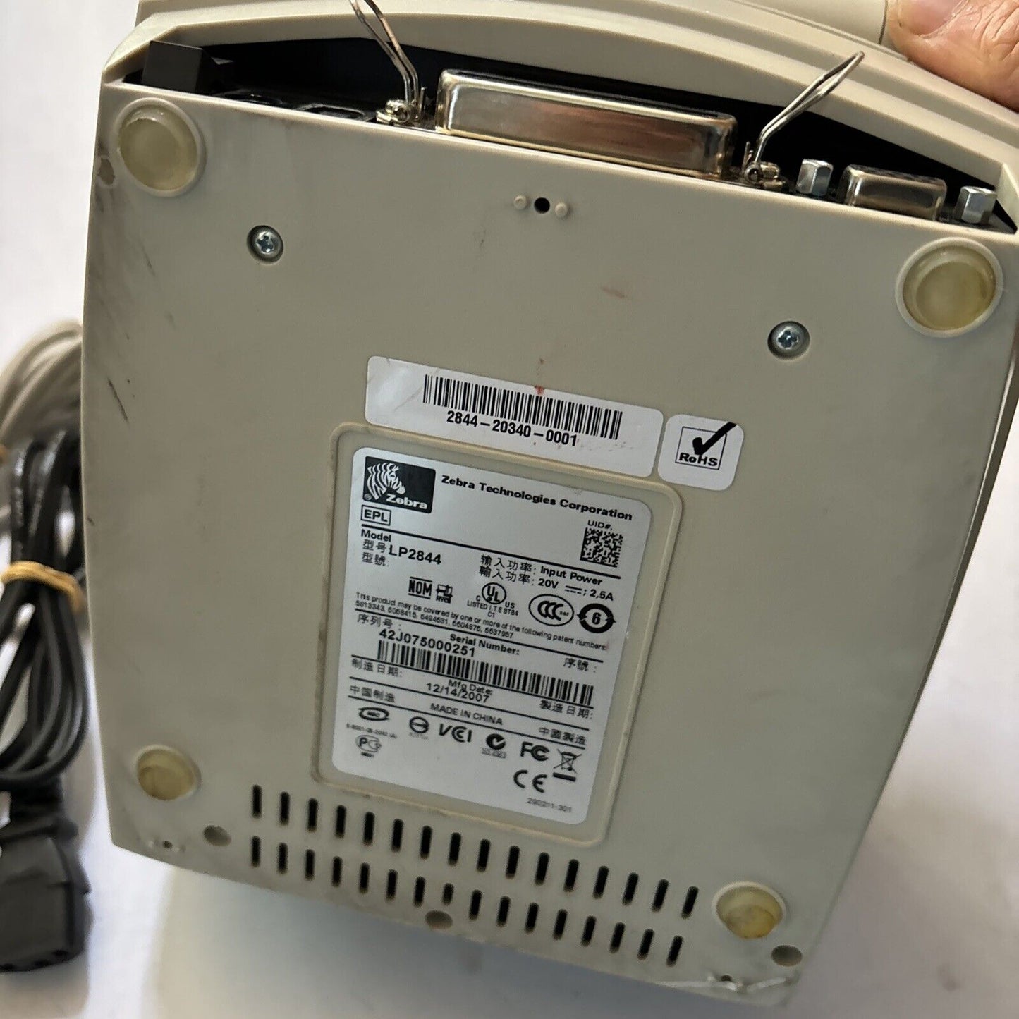 Zebra LP 2844 Thermal Printer Label Printer USB Power Adapter included