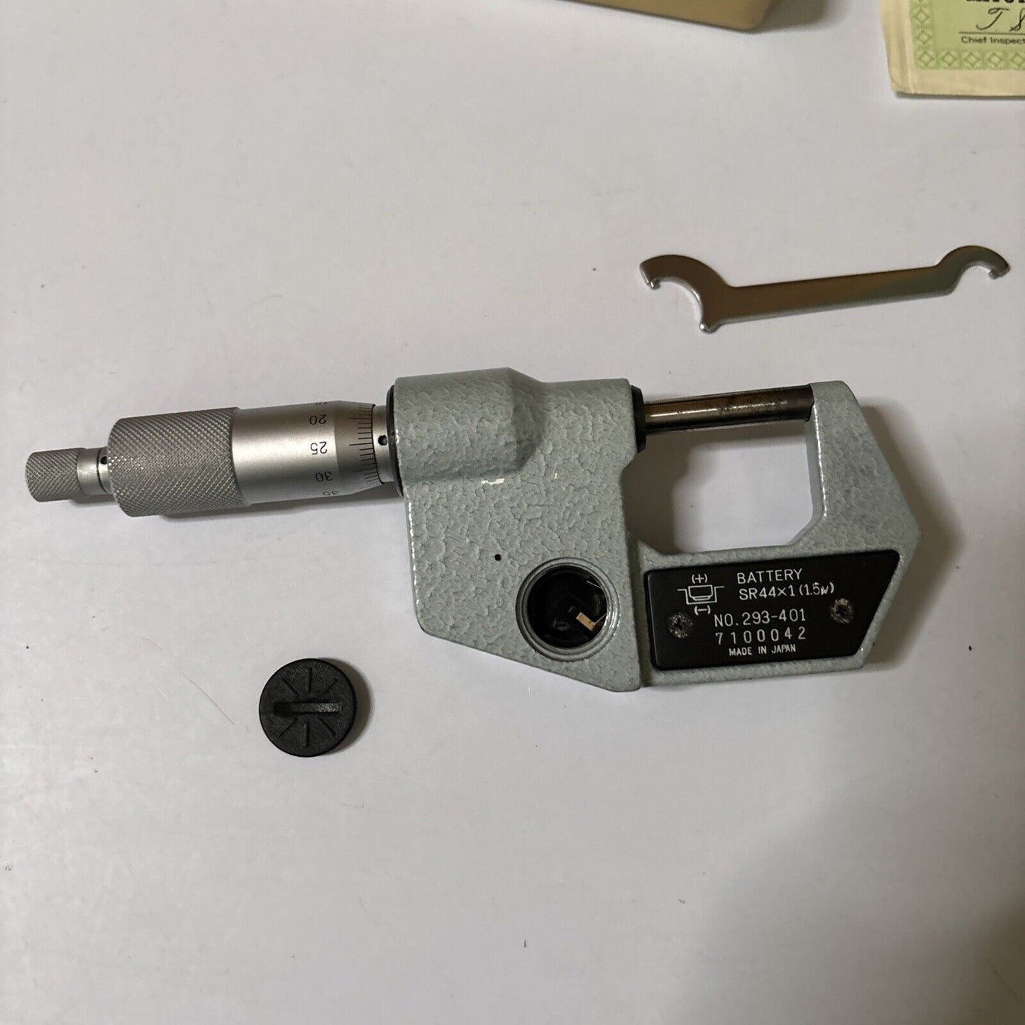 Mitutoyo Digital Micrometer Caliper No 293-401 0-25mm 0.001mm MDC-25