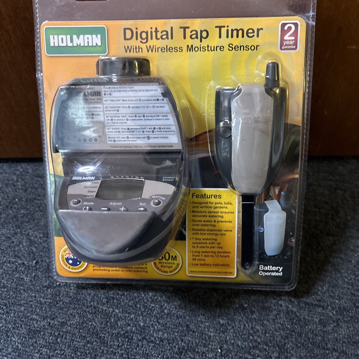 Holman Digital Tap Timer With Wireless Moisture Sensor CO3007 *New Sealed*