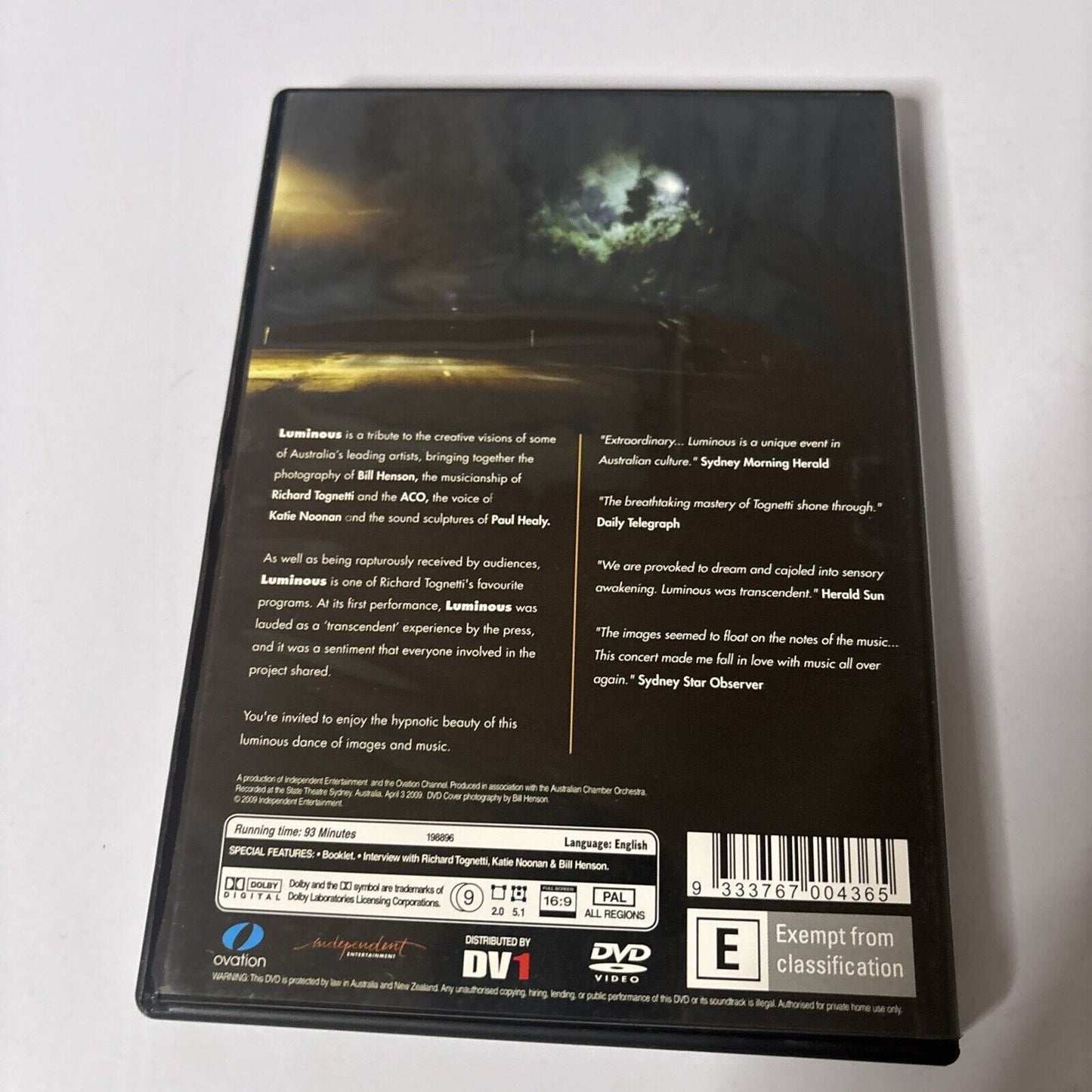 Australian Chamber Orchestra - Luminous (DVD, 2009) Katie Noonan All Regions