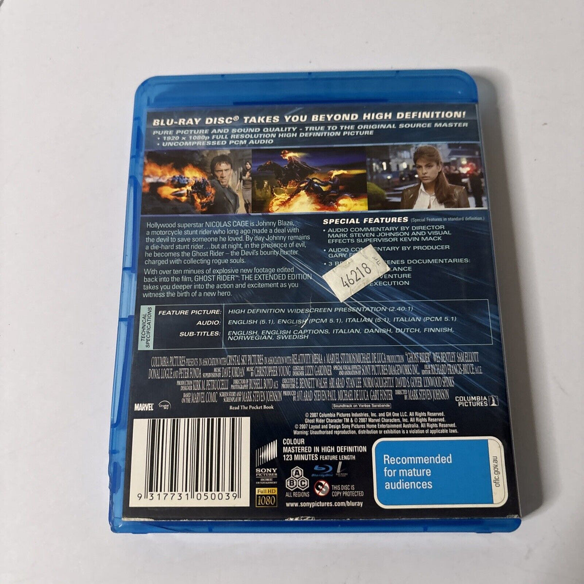 Ghost Rider - Extended Edition (Blu-ray, 2007) Nicolas Cage All Region ...