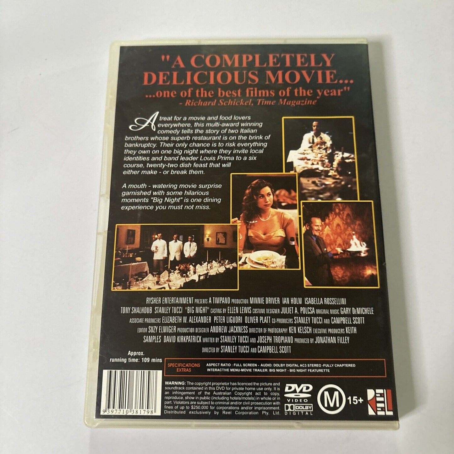 Big Night (DVD, 1996) Isabella Rosselliniv Tony Shalhoub, Stanley Tucci Region 4