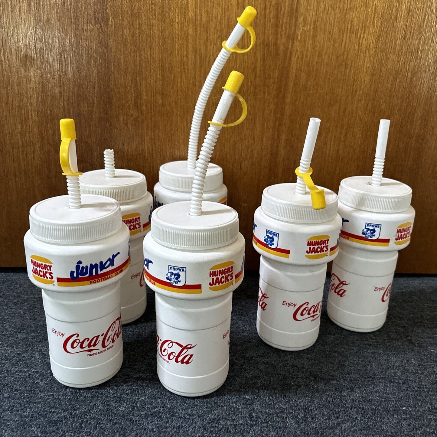 6x Coca Cola Hungry Jack's Adelaide Crows Football Club Junior Drink Bottle