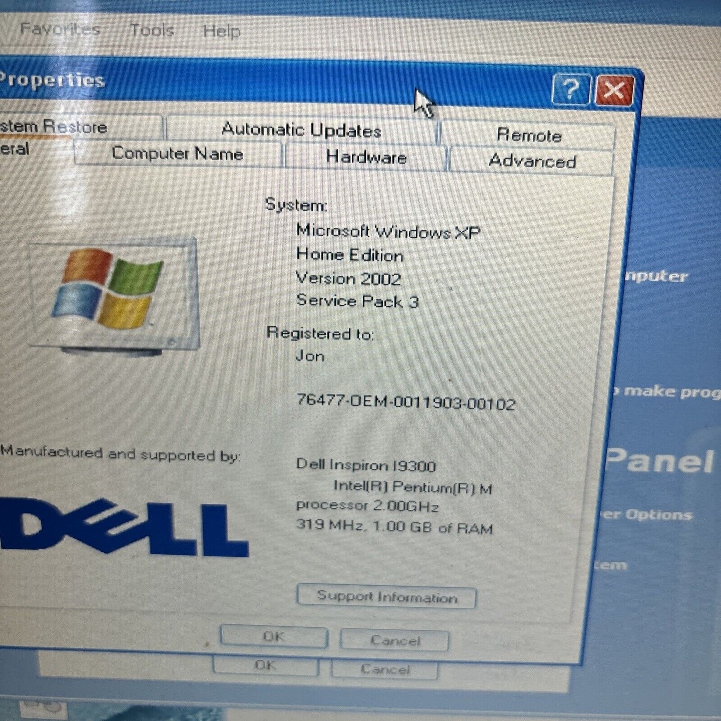 Dell Inspiron 9300 17" Intel Pentium 2ghz 1gb 100gb *DVD Drive Not Working*