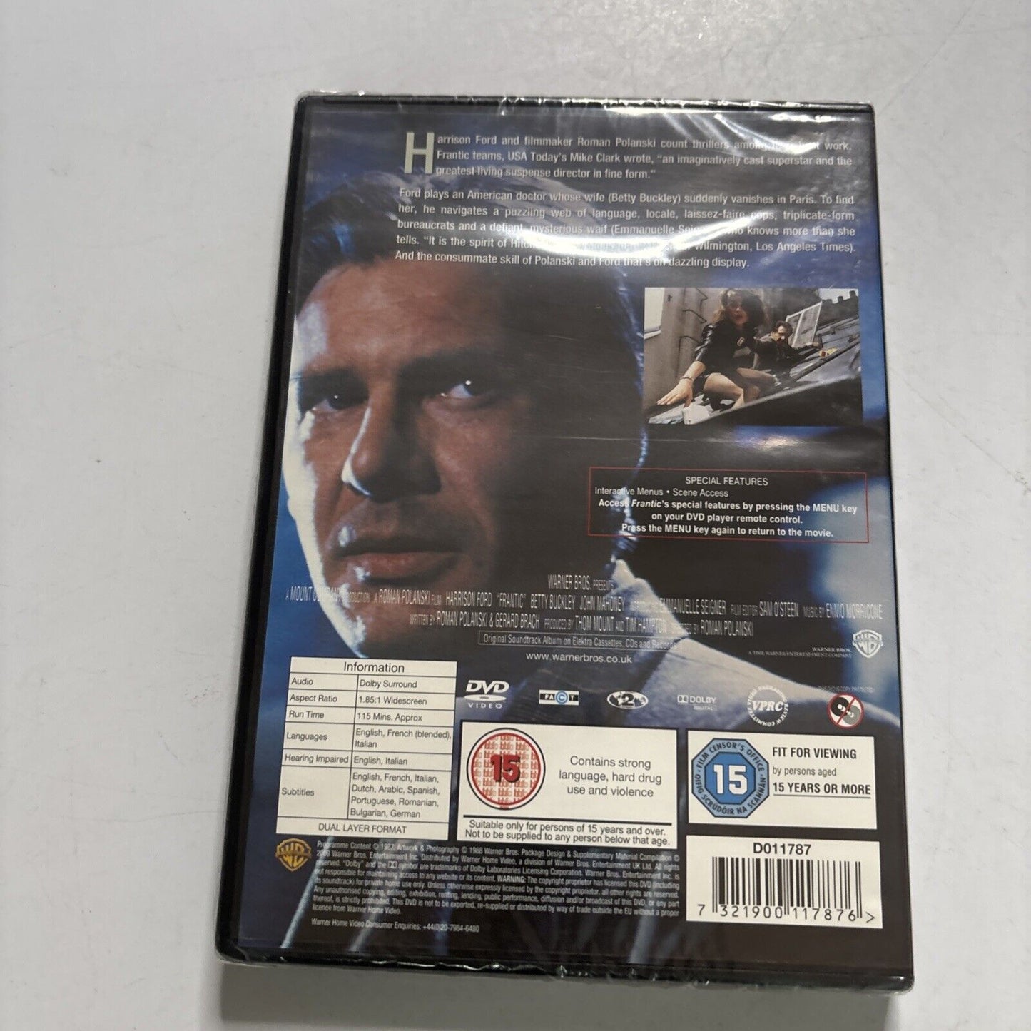 Frantic (DVD, 1988) Harrison Ford, Roman Polanski Region 2 *New Sealed*