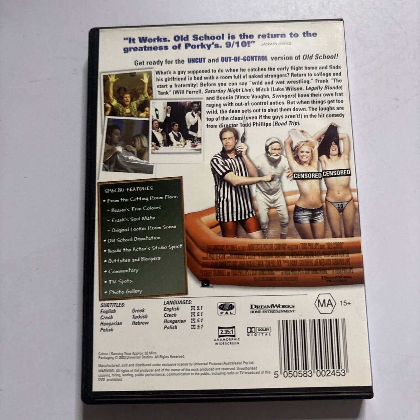 Old School Uncut (DVD, 2002) Luke Wilson, Will Ferrell, Vince Vaughn Region 4 82