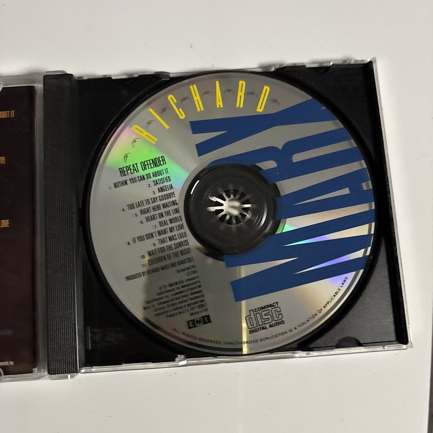 Richard Marx - Repeat Offender (CD, 1991) Cdp-7-90380-2