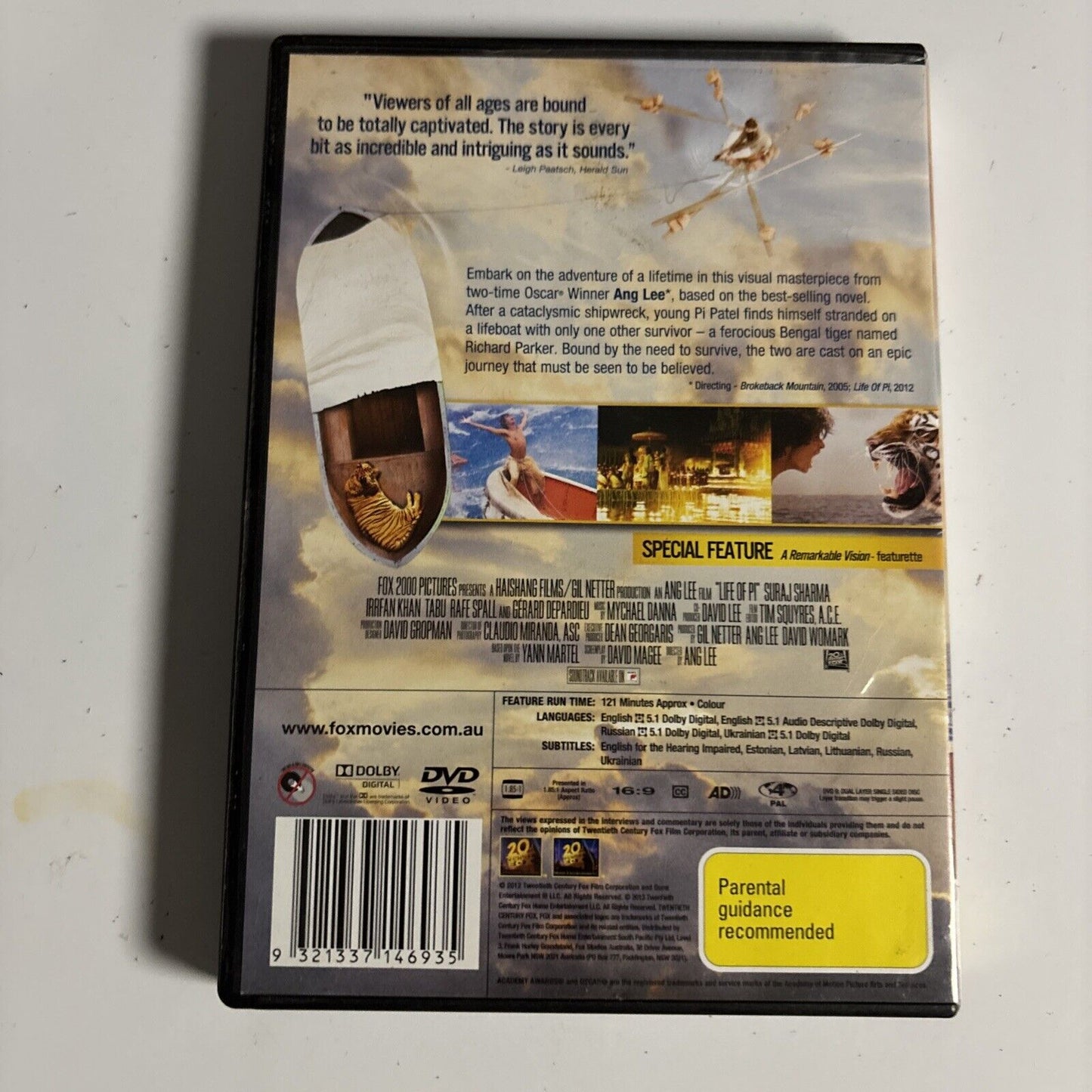 Life of Pi (DVD, 2012) Ang Lee, Grard Depardieu  Region 4
