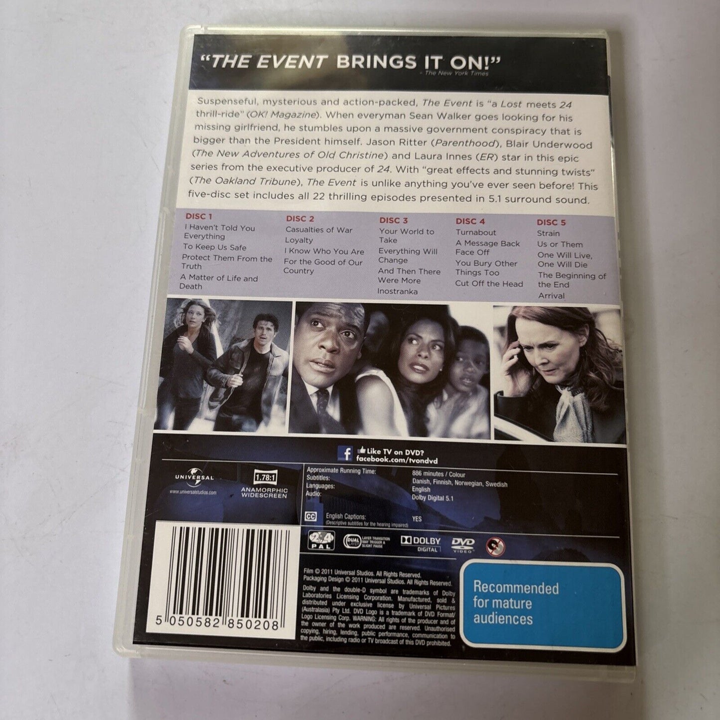 The Event - The Complete Series (DVD, 2010, 5-Disc) Region 4 &2