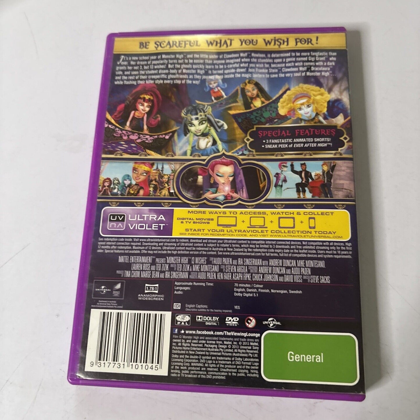 Monster High - 13 Wishes (DVD, 2013) Region 4  &2