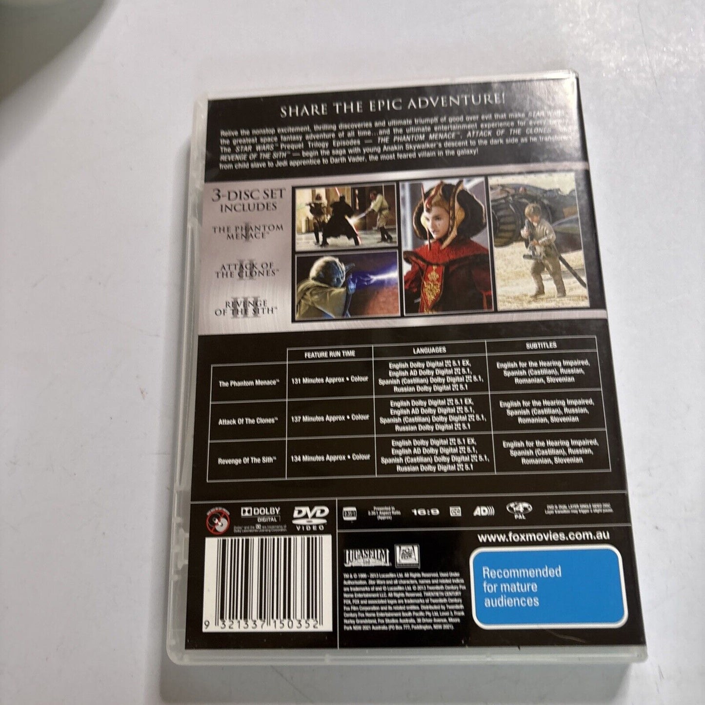 Star Wars: The Phantom Menace / Attack of the Clones / Revenge of The Sith  DVD