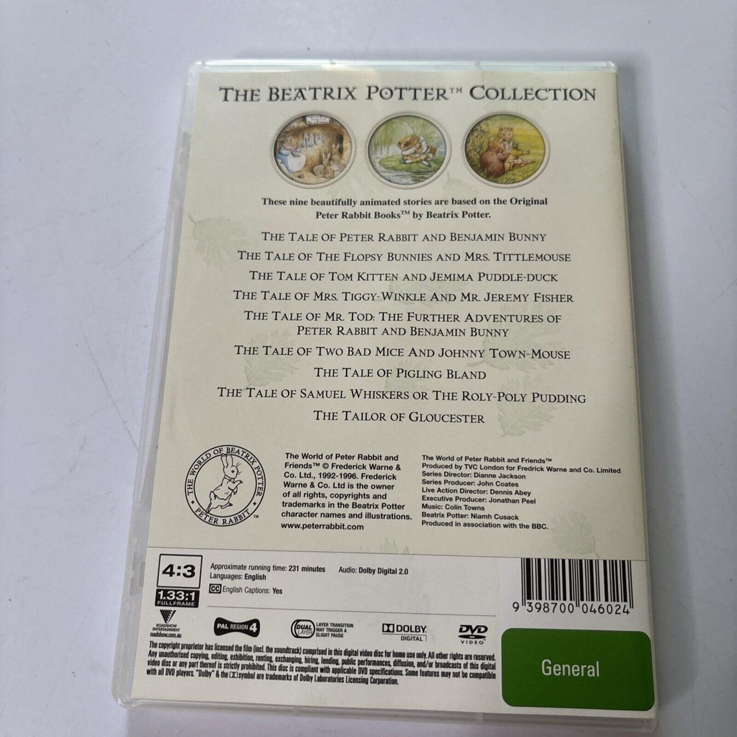 The Beatrix Potter Collection (DVD, 2006, 3-Disc) Region 4 NEW