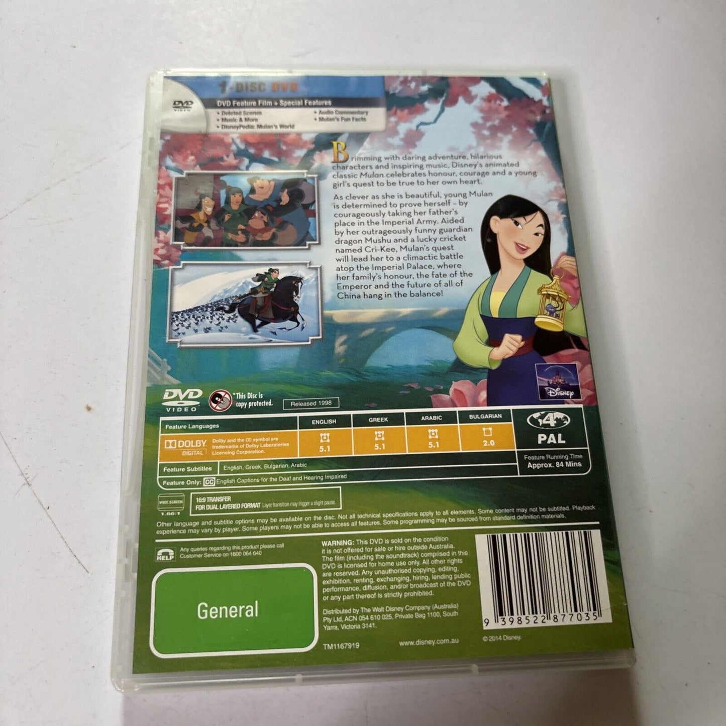 Mulan (DVD, 1998) Eddie Murphy, Ming-Na Wen Disney Classics Region 4