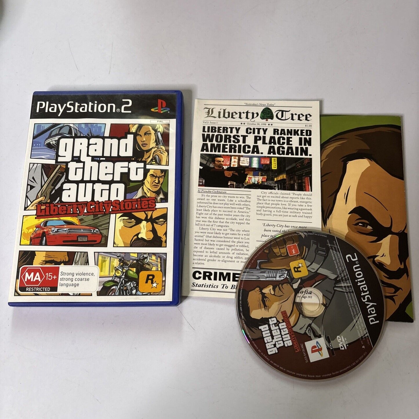 Grand Theft Auto Liberty City Stories PlayStation 2 PS2 Game w' Manual + Map PAL