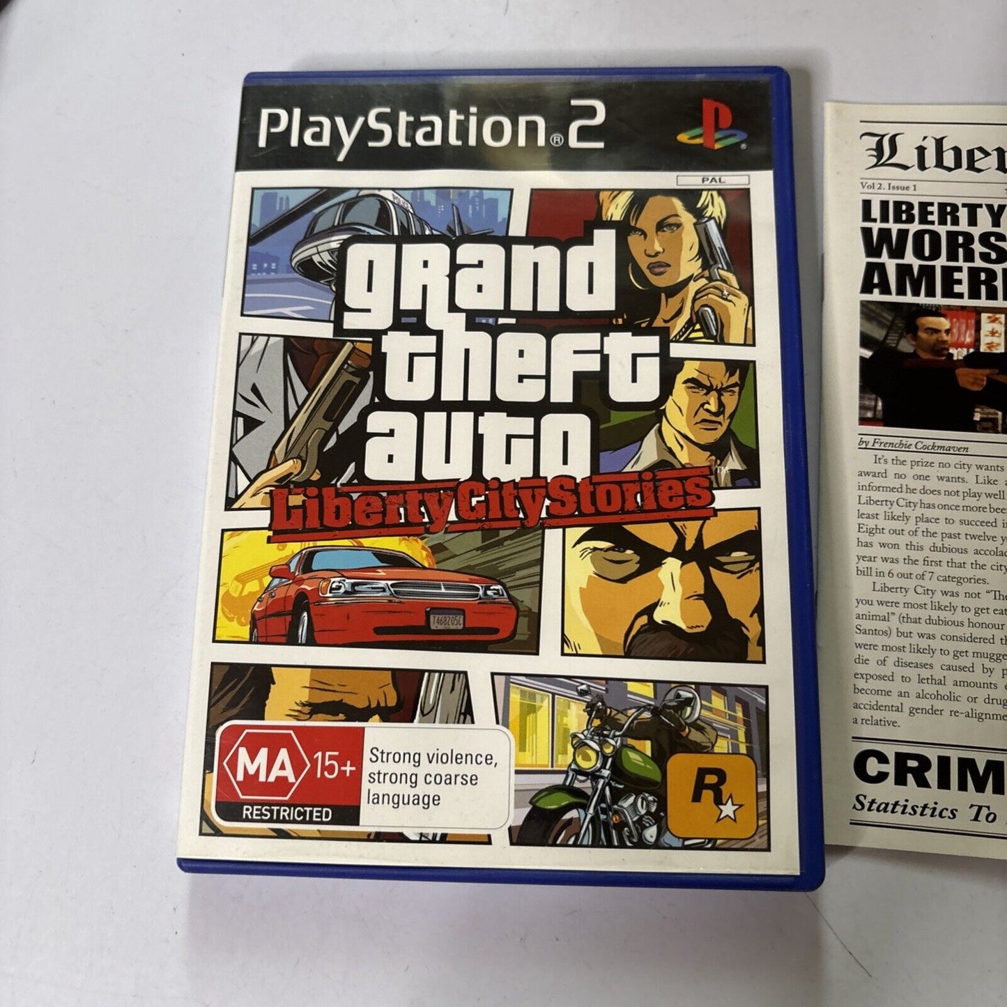 Grand Theft Auto Liberty City Stories PlayStation 2 PS2 Game w' Manual + Map PAL