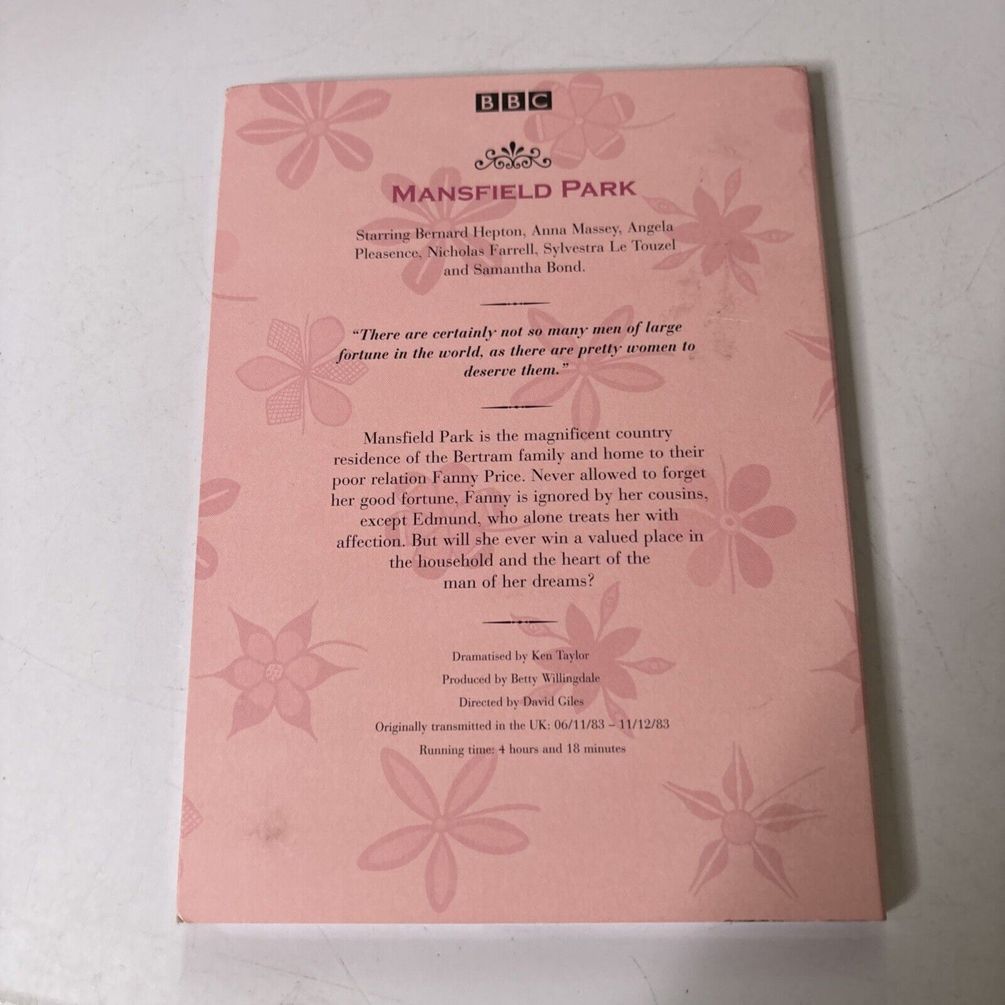 Jane Austen: Mansfield Park BBC (DVD, 1983) Bernard Hepton, Anna Masey Region 4