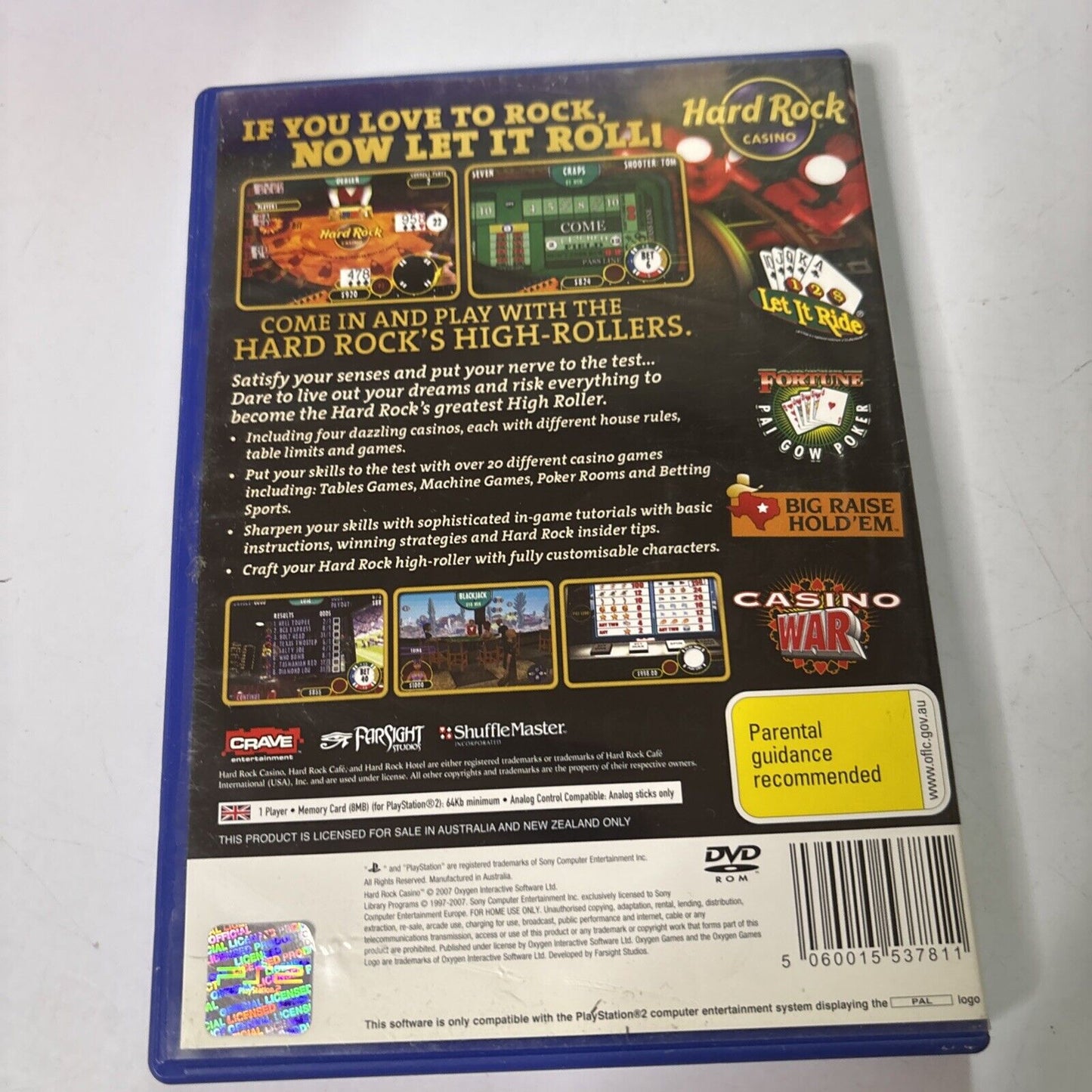 Hard Rock Casino - Sony PS2 Sony PlayStation 2 Manual PAL