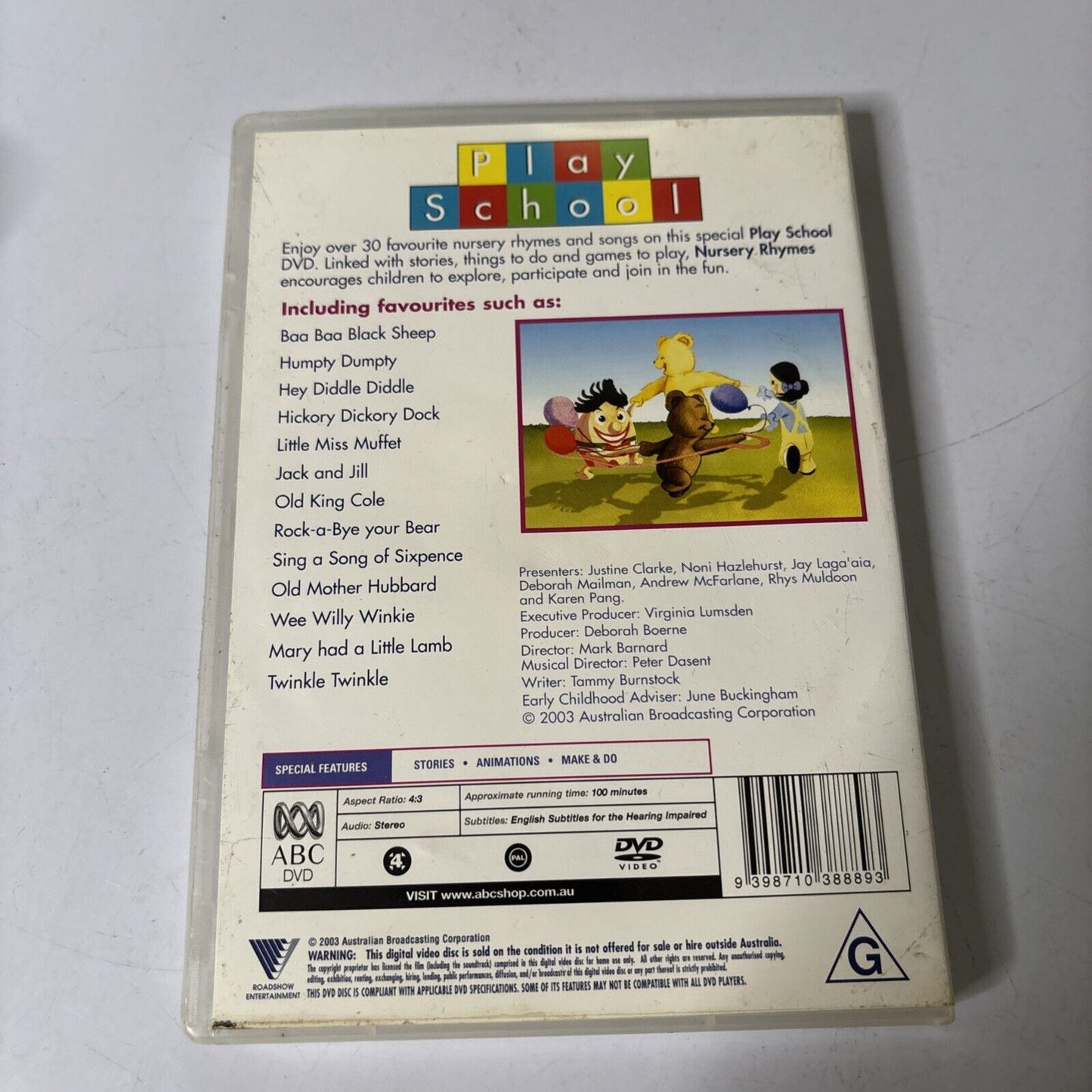 Play School - Nursery Rhymes (DVD, 2001) Justine Clark Region 4