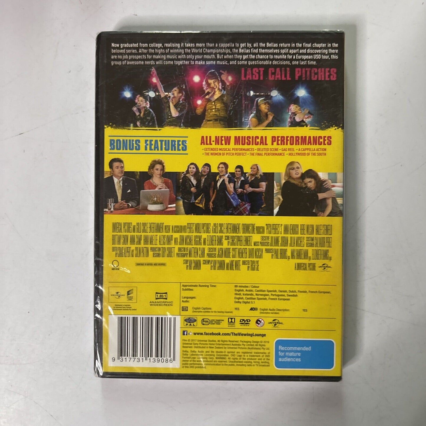 Pitch Perfect 3 (DVD, 2017) Anna Kendrick Region 4&2 *New Sealed*