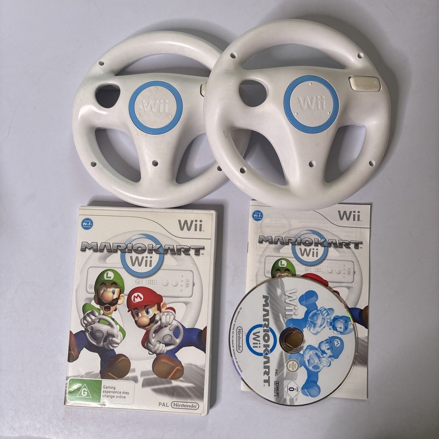 Mario Kart Wii - Nintendo Wii With 2 Steering Wheels Manual PAL