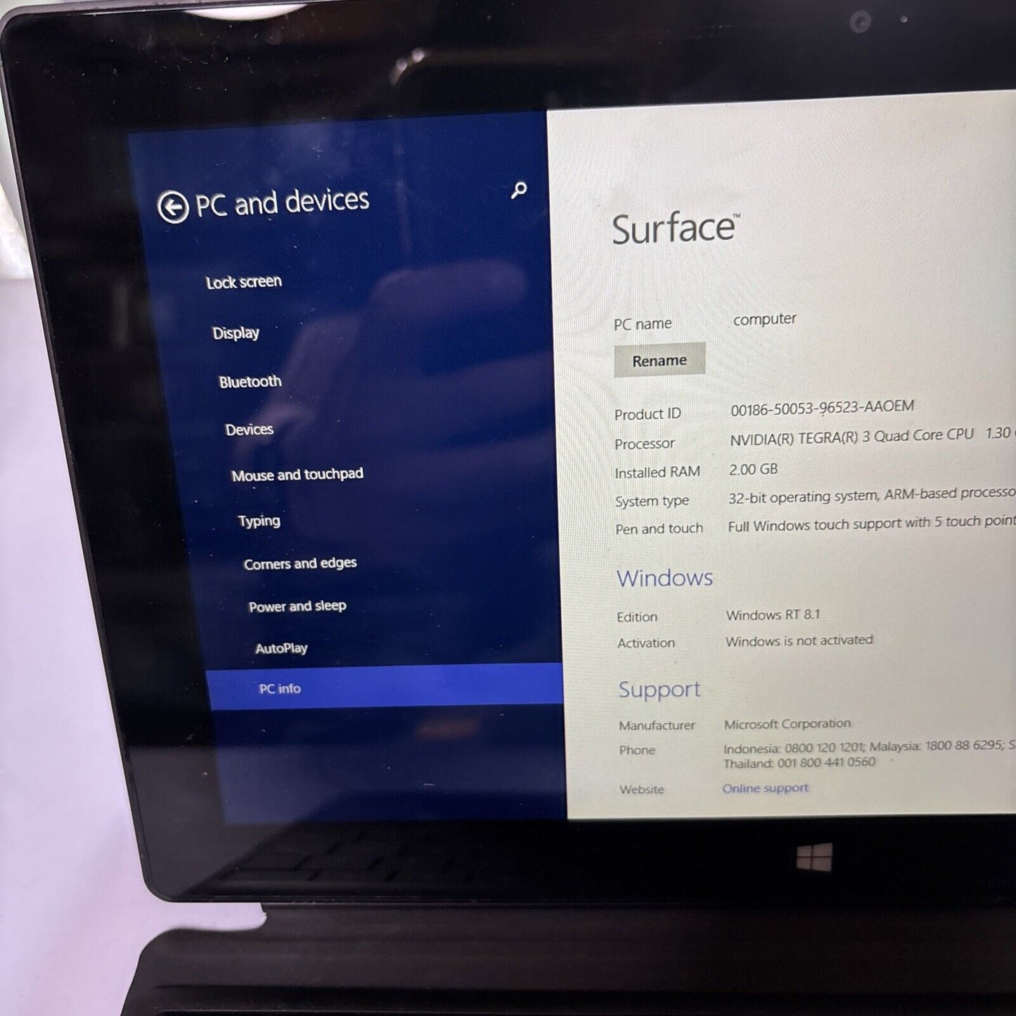 2x Microsoft Surface Windows RT 32GB Model 1516 2GB RAM Keyboard *1x AC Adapter*