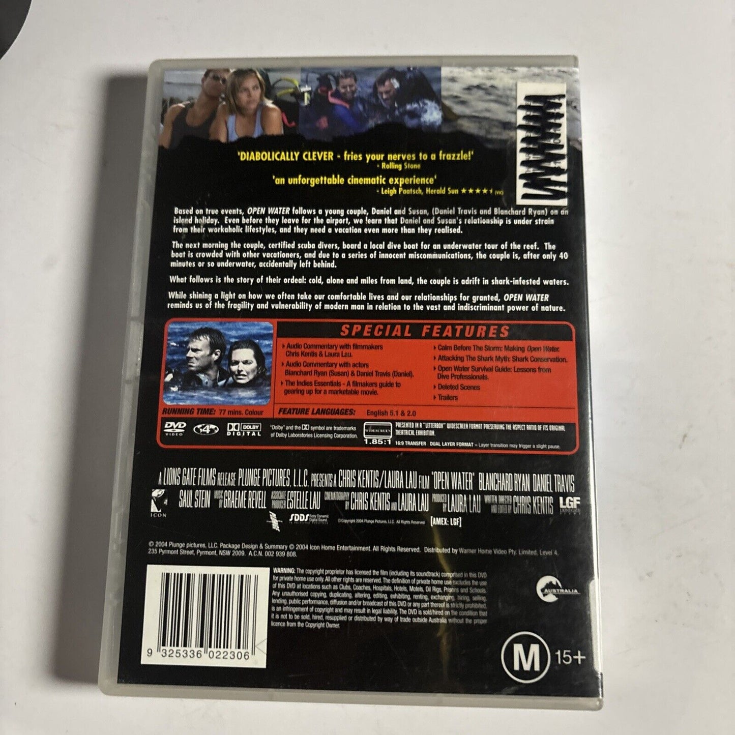 Open Water (DVD, 2003) Daniel Travis, Blanchard Ryan Region 4