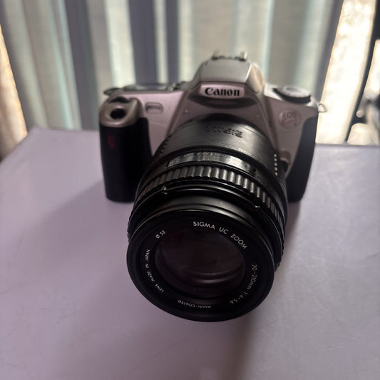 Canon EOS Kiss II SLR Film Camera With Sigma UC Zoom 70-210mm Lens