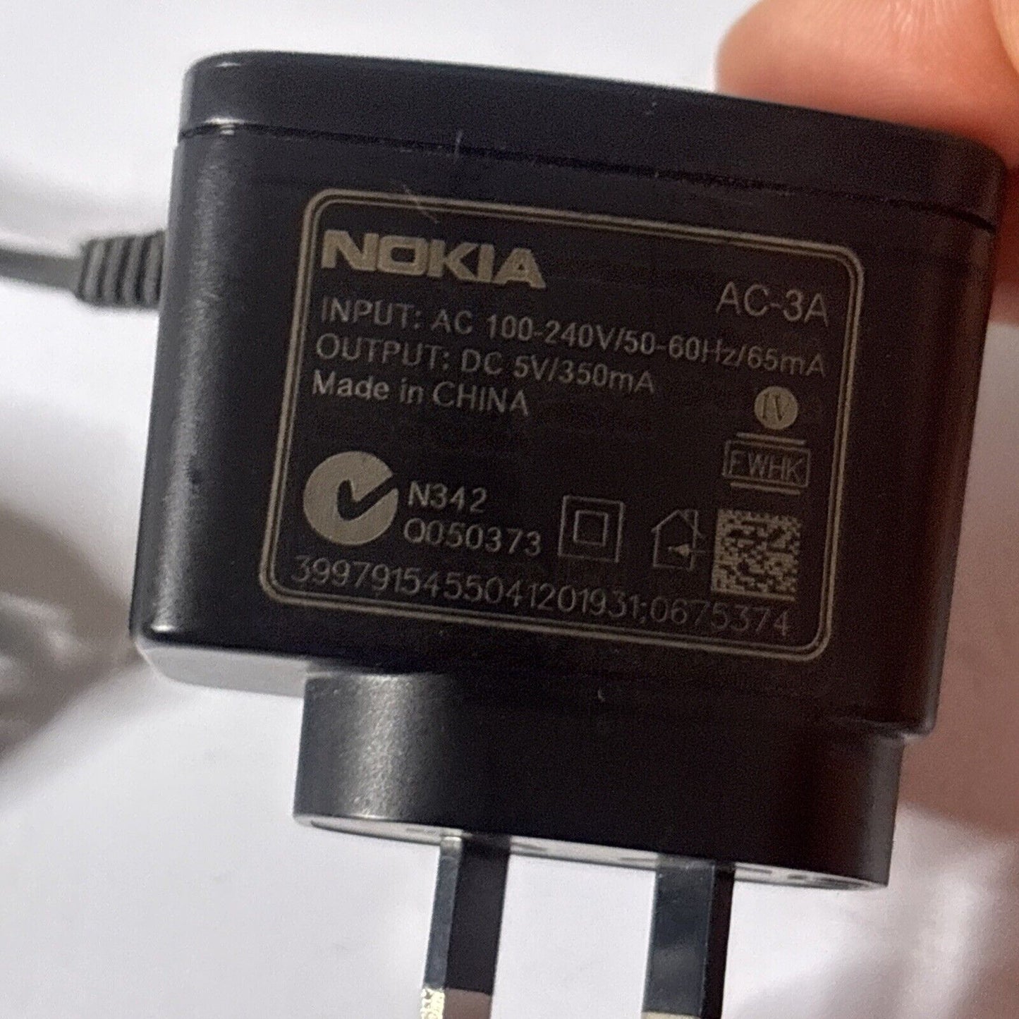 GENUINE NOKIA AC-3A 2mm pin Mobile Phone Charger 5V 350mA AU  plug