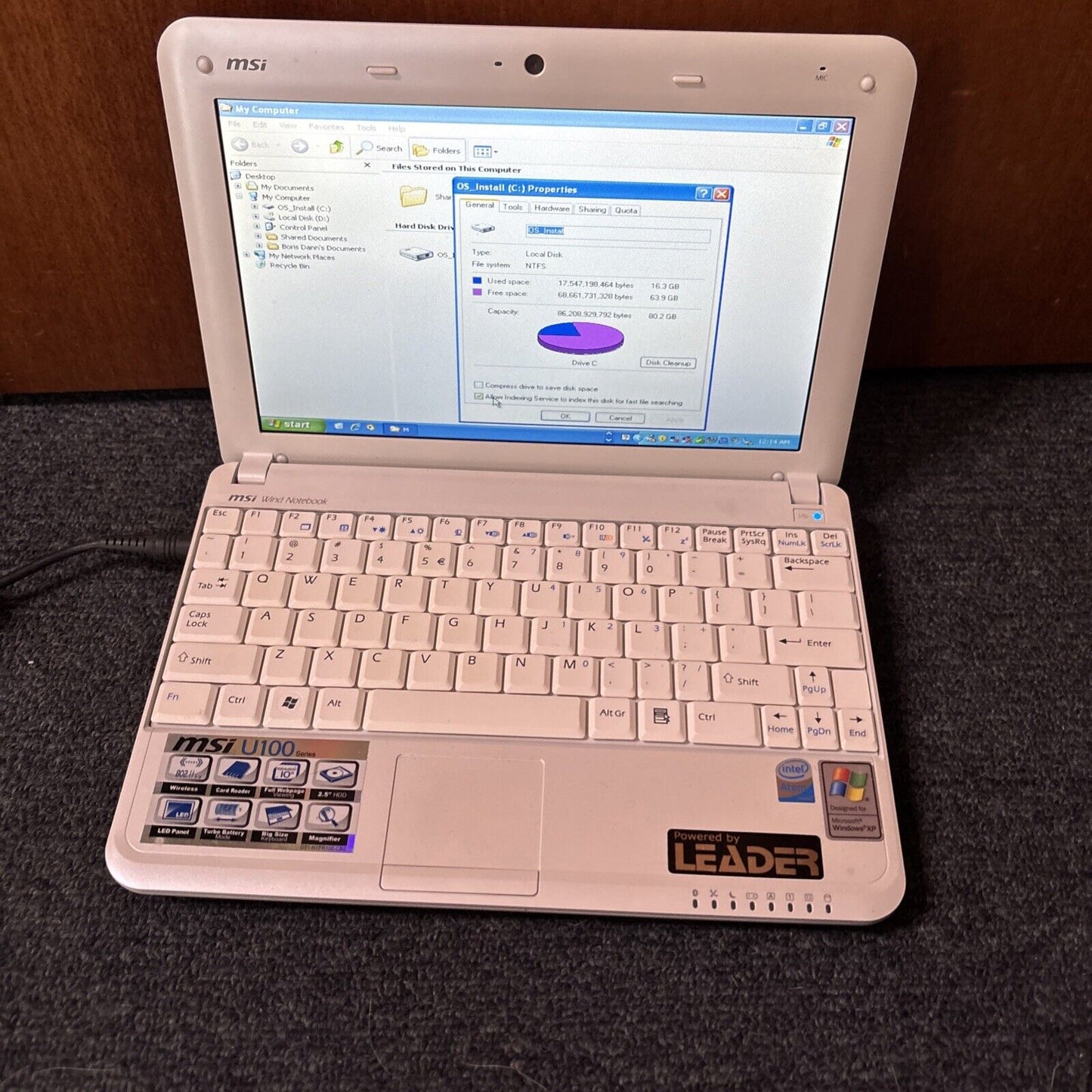 MSI U100 Notebook MS-N011 1GB RAM 80gb *Sound Issue Flat Battery & No Adapter*