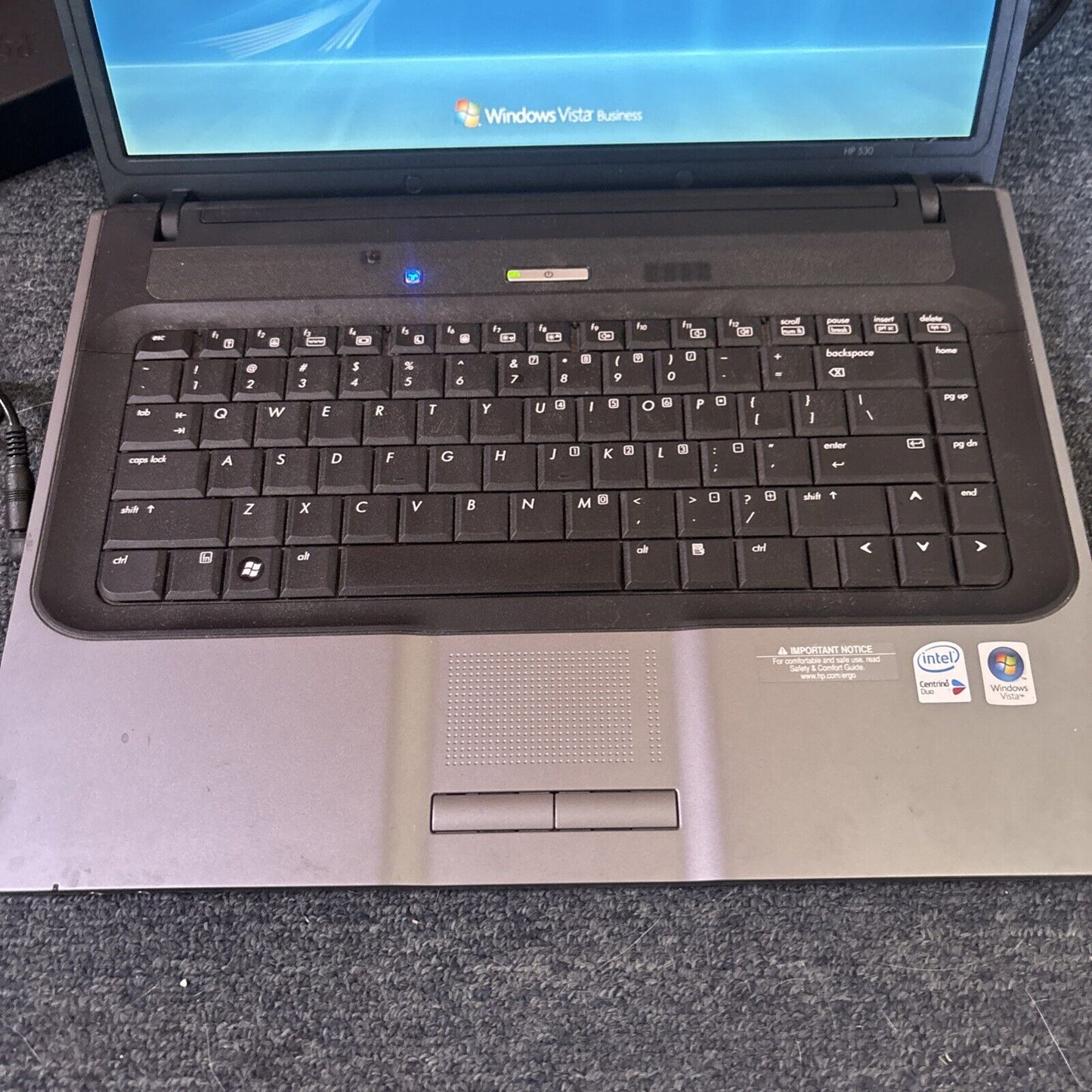 HP 530 75gb HDD Laptop 2gb RAM DVD Drive *Not Working For Parts Repair*