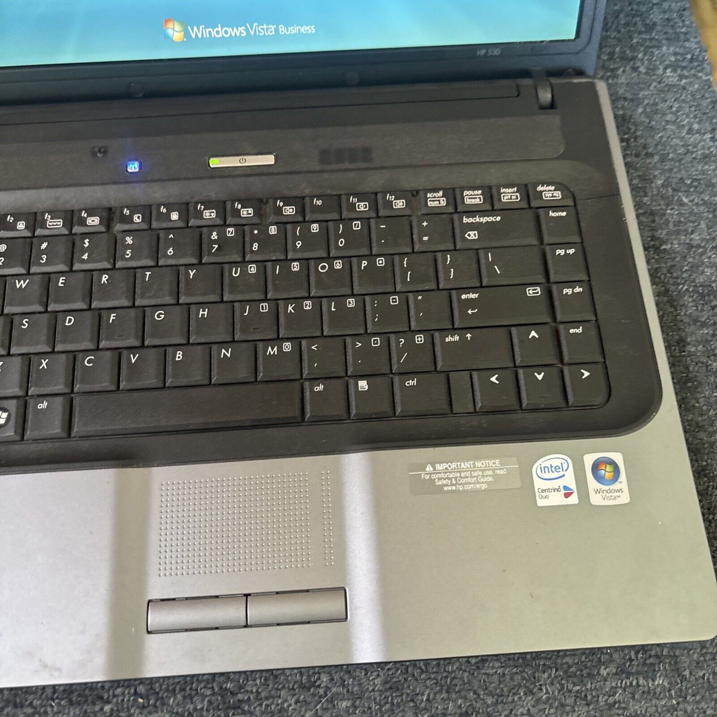 HP 530 75gb HDD Laptop 2gb RAM DVD Drive *Not Working For Parts Repair*