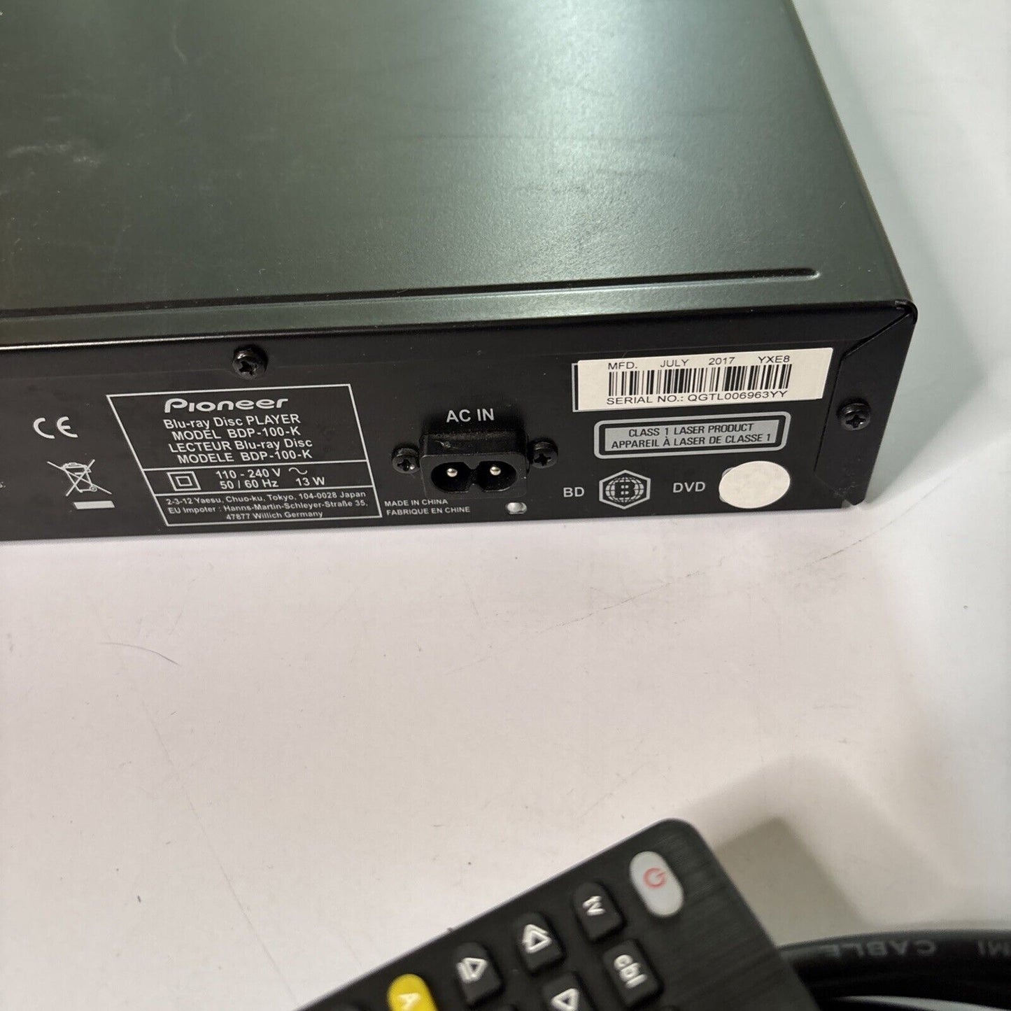Pioneer Bluray DVD Player BDP-100 Region B &4