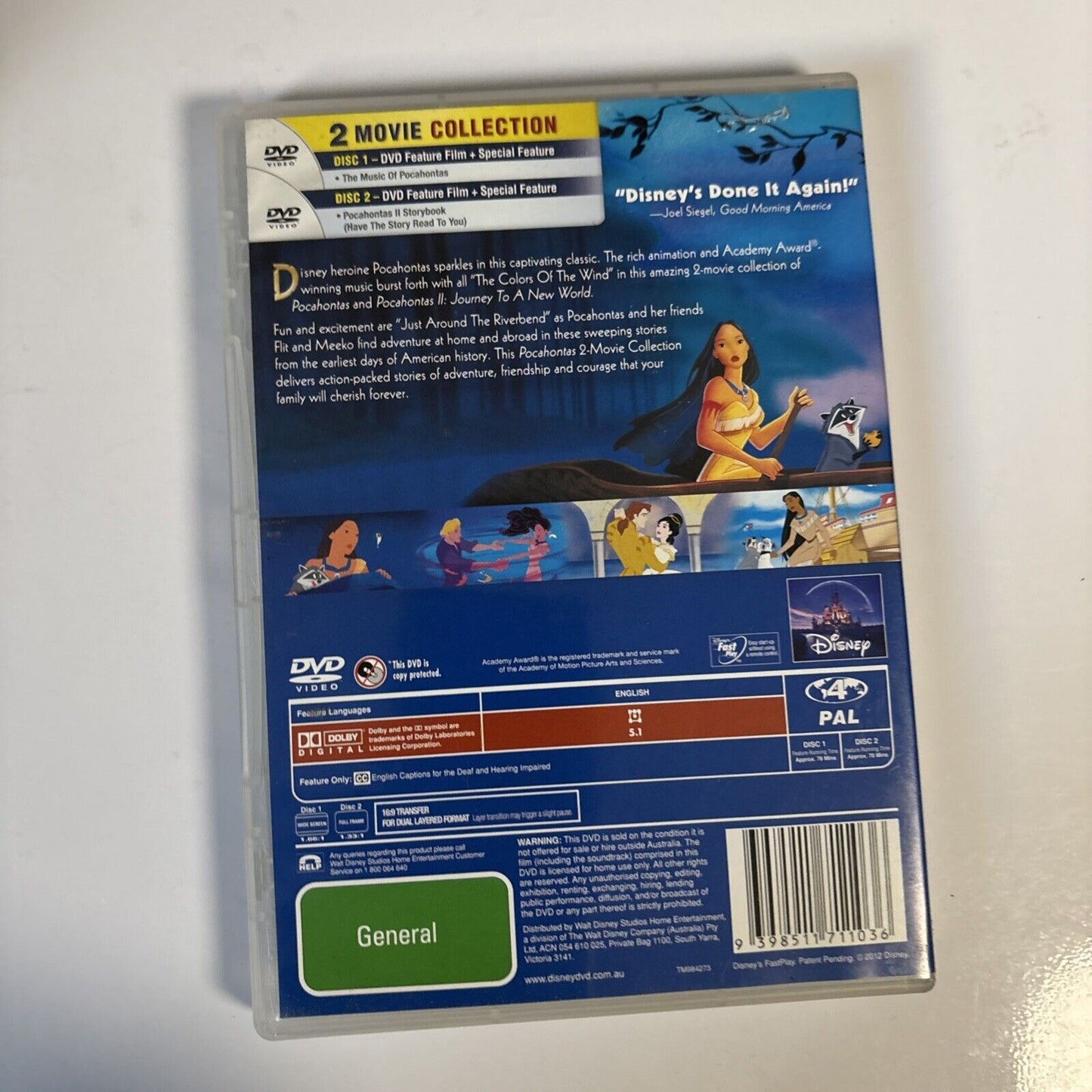 Pocahontas / Pocahontas II - Journey to a New World (DVD, 1995) Region 4