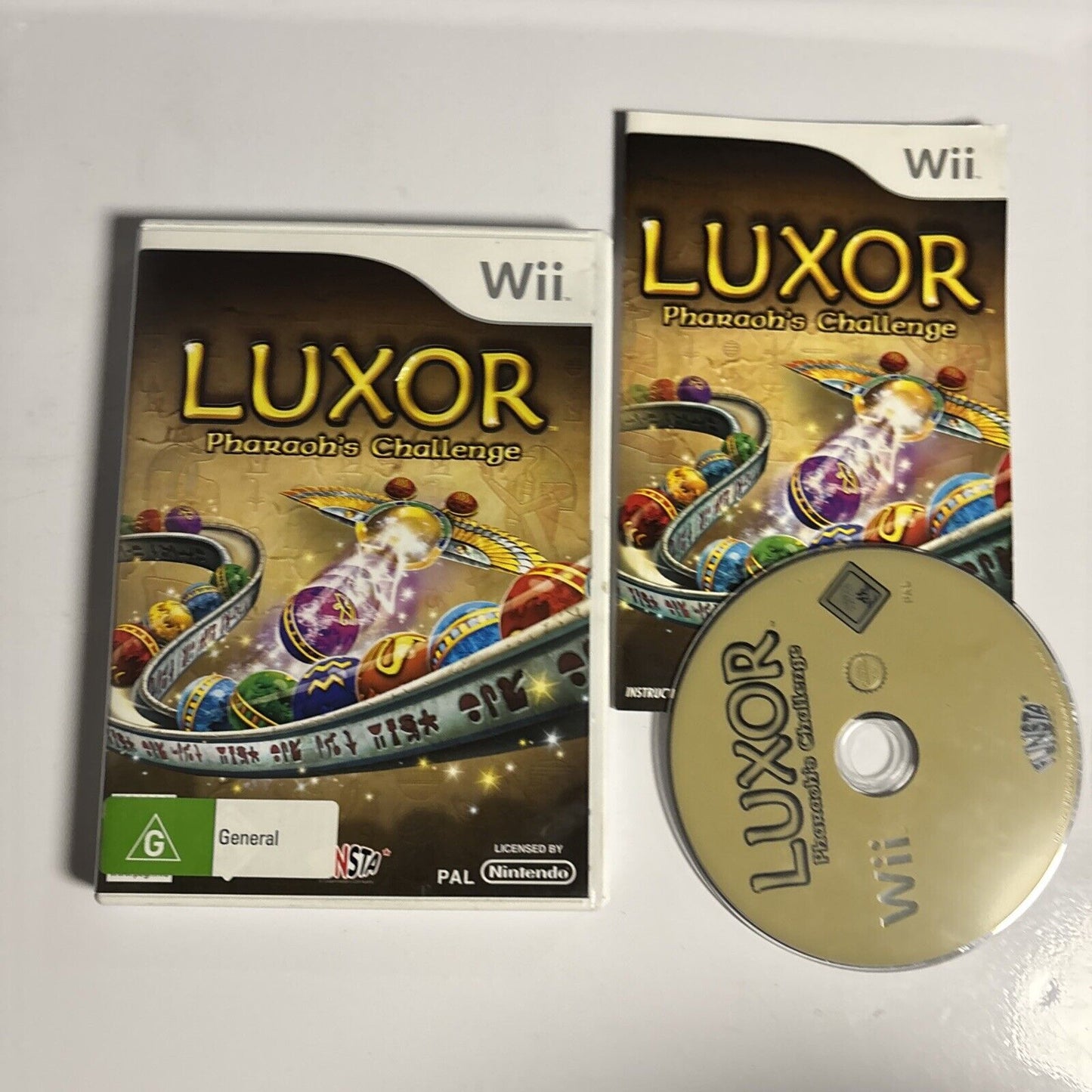Luxor Pharaoh's Challenge (Nintendo Wii, 2008) - Complete With Manual PAL