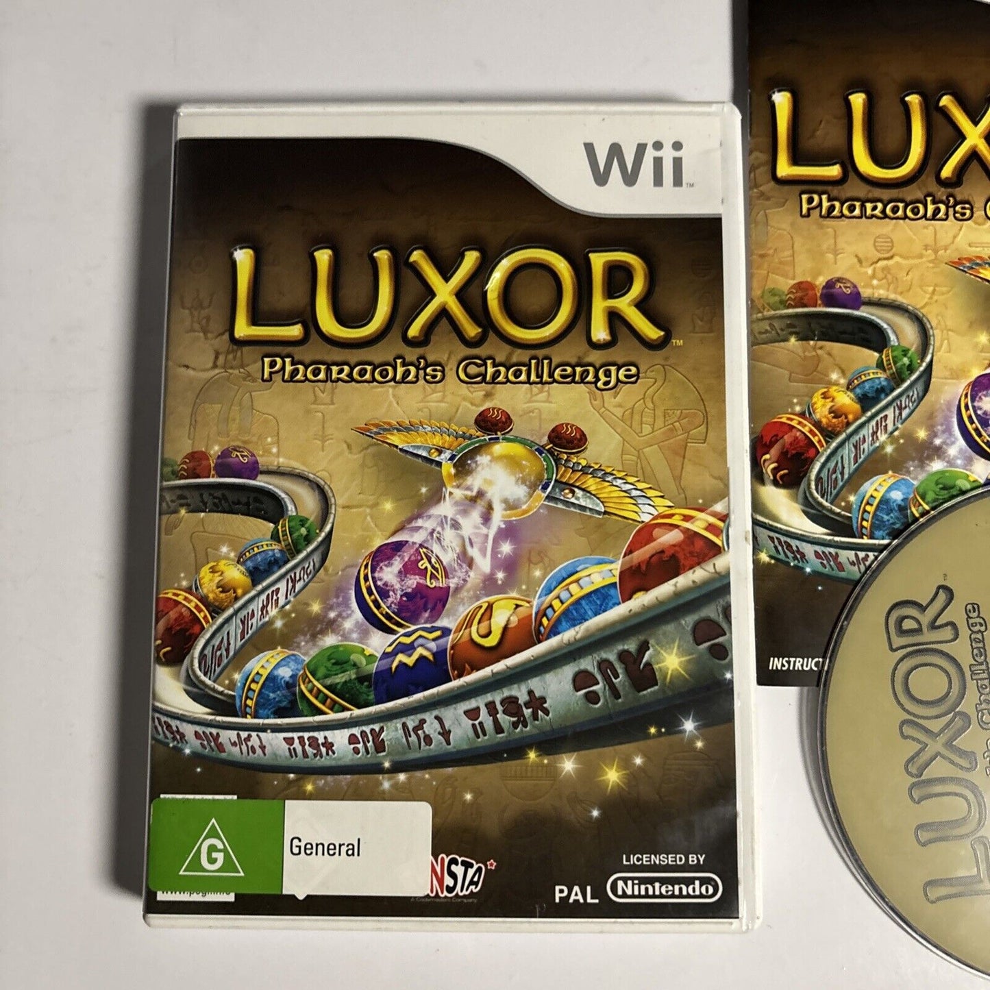 Luxor Pharaoh's Challenge (Nintendo Wii, 2008) - Complete With Manual PAL