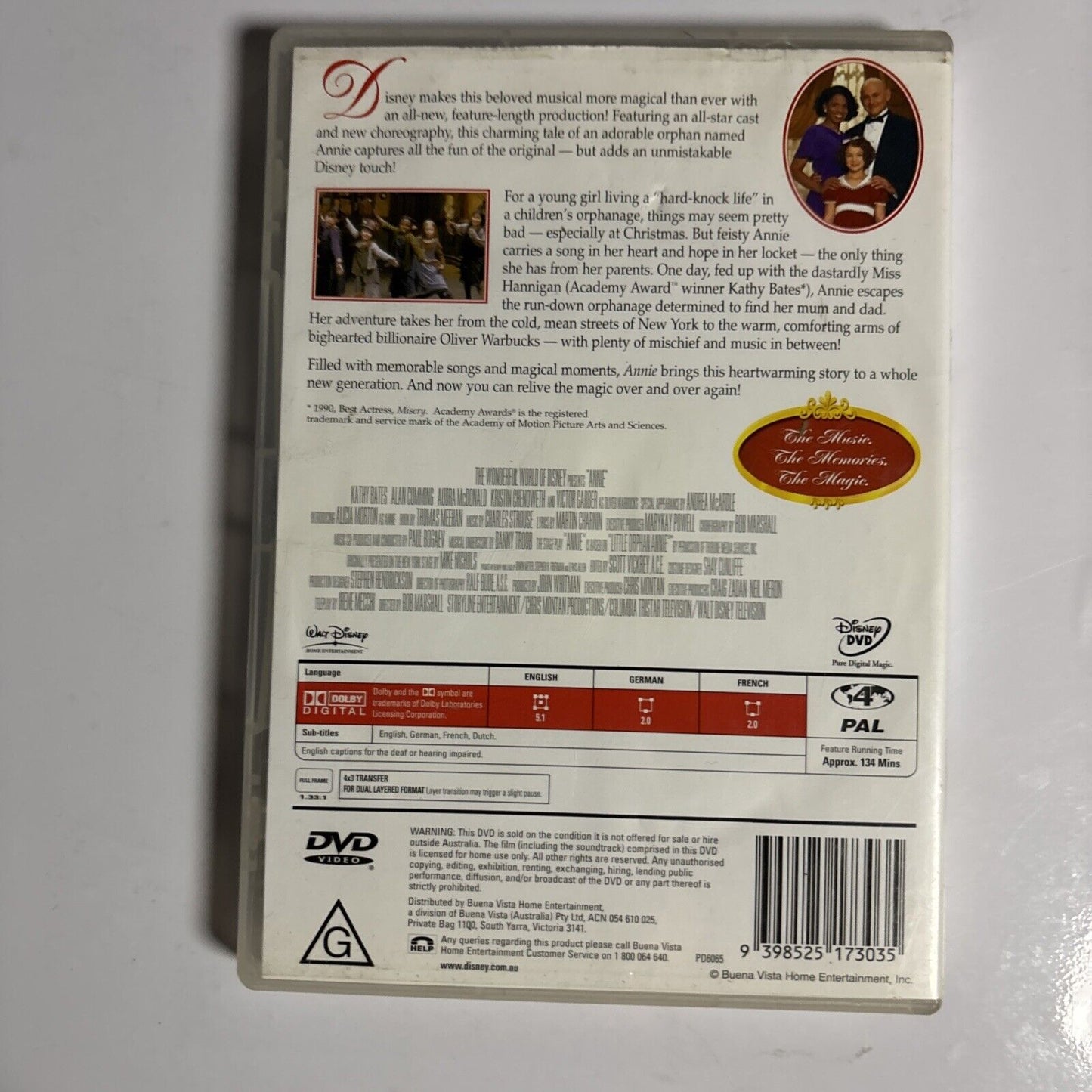 Annie (DVD, 1999) Kathy Bates Region 4
