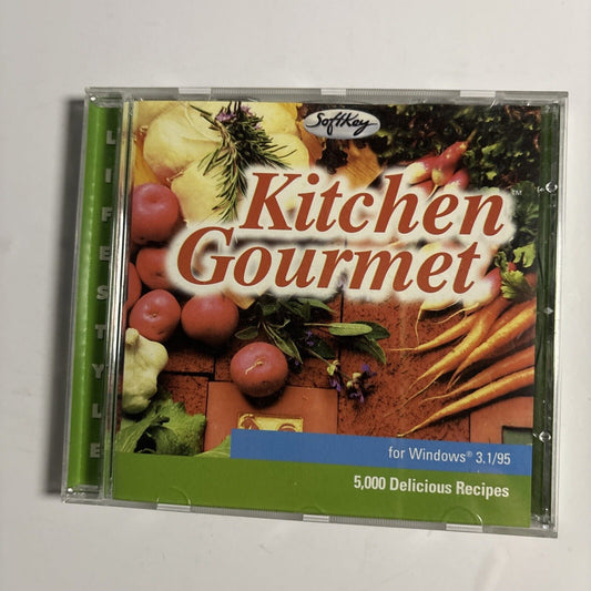 SoftKey Kitchen Gourmet For Windows 3.1 95 PC CDROM 5,000 Recipes