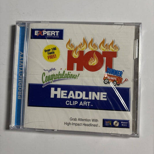 Headline Clip Art Expert Software PC CDROM Windows 3.1 95
