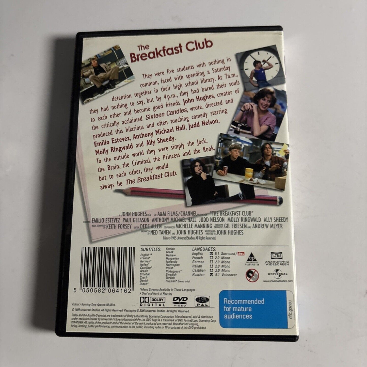 The Breakfast Club (DVD, 1985) Molly Ringwald, Judd Nelson Region 4 &2