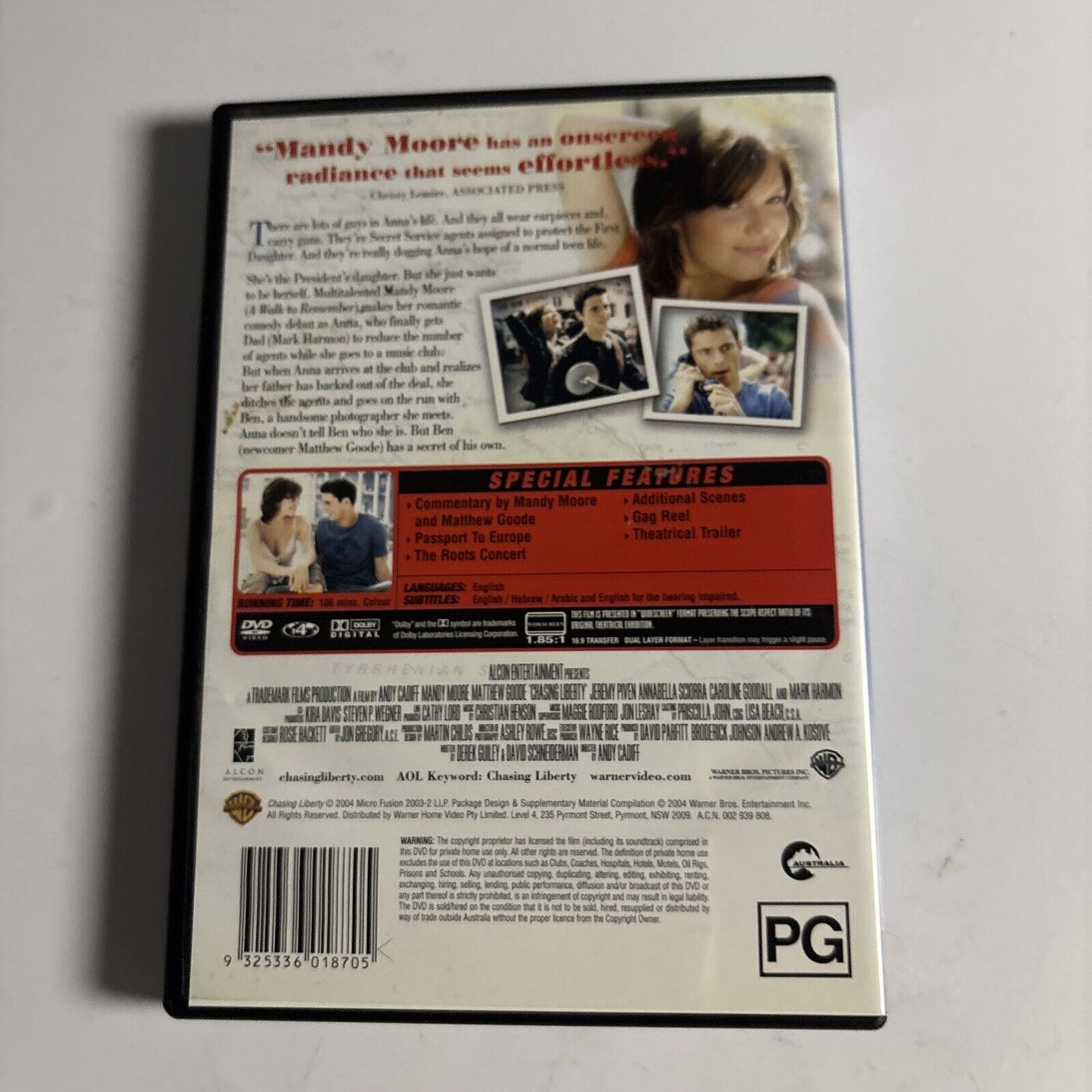 Chasing Liberty (DVD, 2003) Mandy Moore Region 4