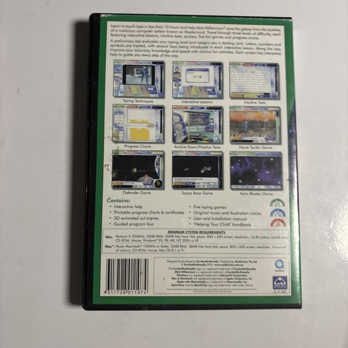 Typing Tutor PC CDROM Windows 95 XP Mactintosh