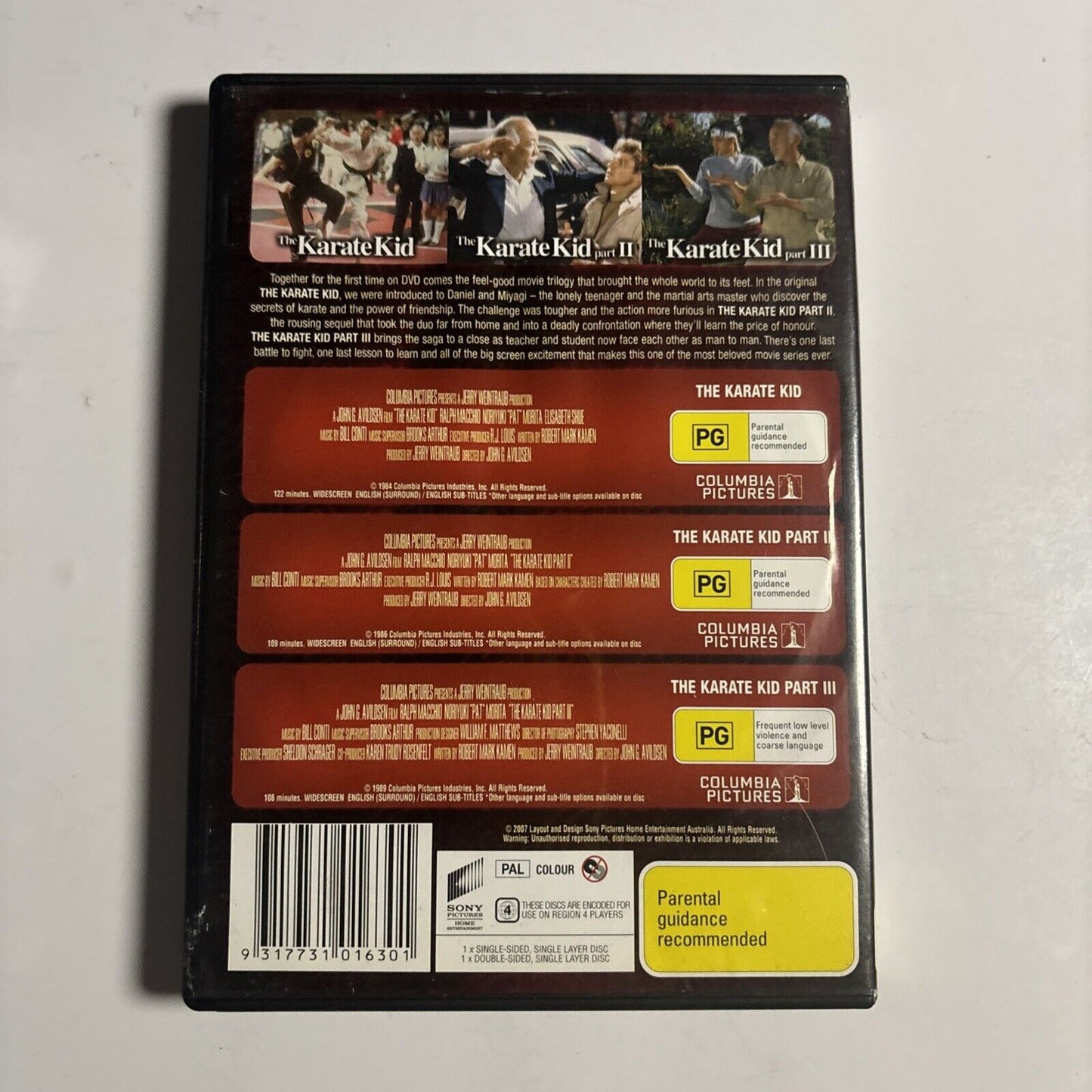 Karate Kid / Karate Kid 2 / Karate Kid 3 (DVD, 3-Disc) Ralph Macchio Region 4