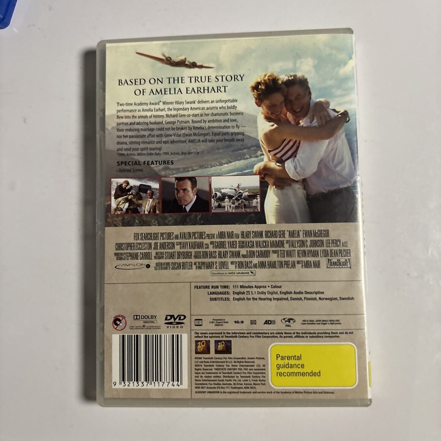 Amelia (DVD, 2009) Hillary Swank, Richard Gere NEW Region 4