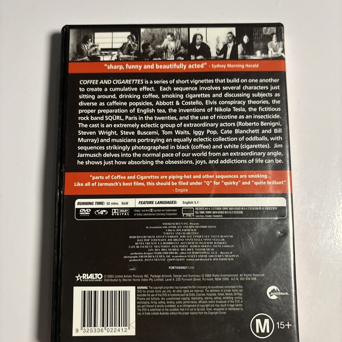 Coffee & Cigarettes (DVD, 2003) Bill Murray, Jim Jarmusch Region 4