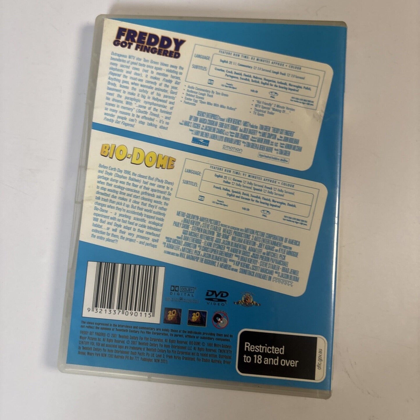 Freddy Got Fingered / Bio Dome (DVD, 2-Disc) Tom Green, Stephen Baldwin Region 4