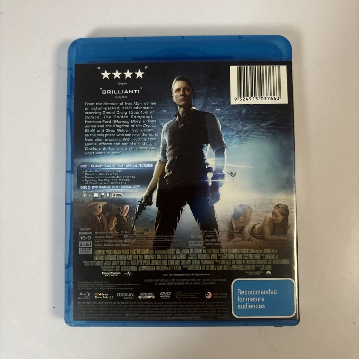 Cowboys & Aliens (Blu-ray + DVD, 2011) Daniel Craig, Harrison Ford Region B & 4