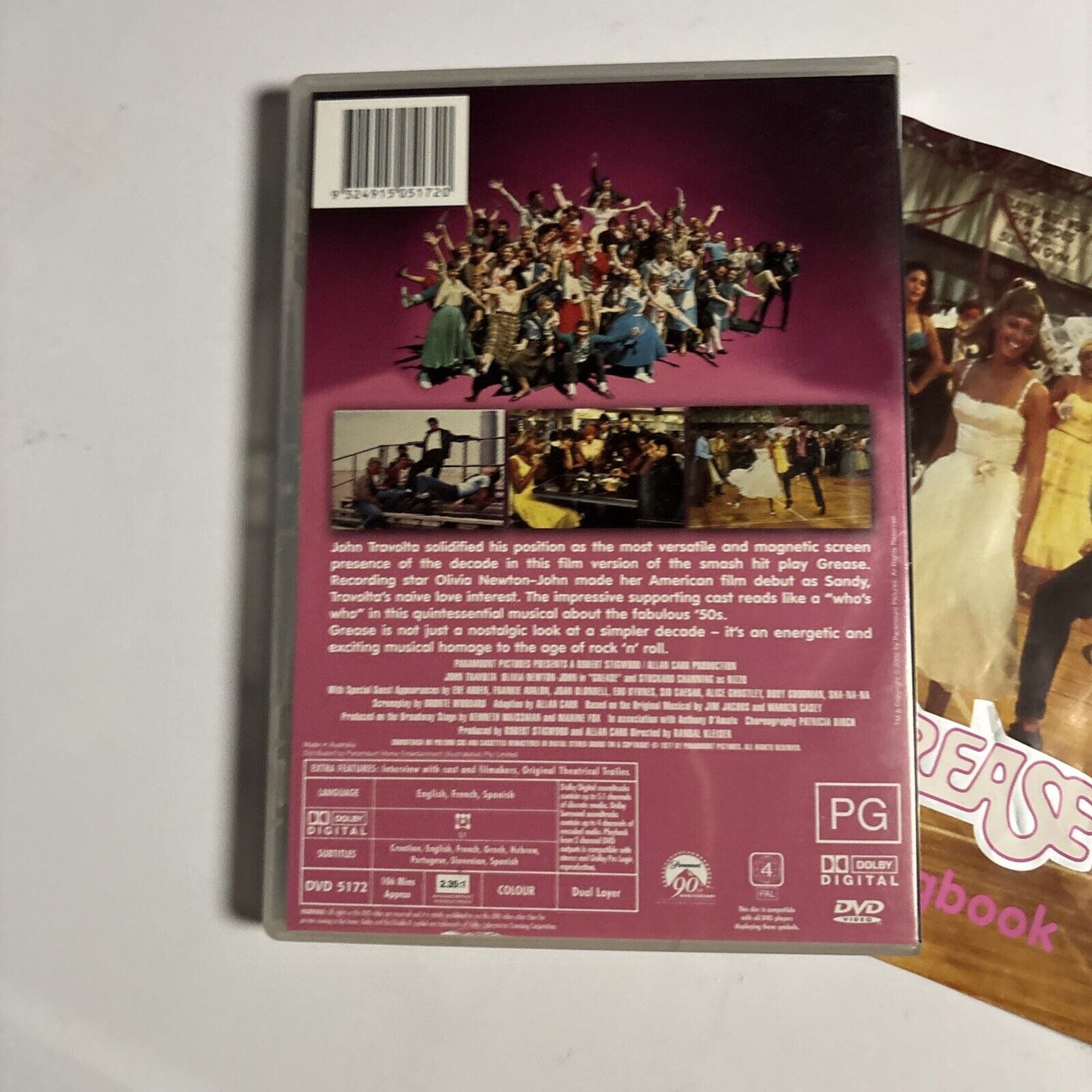 Grease - With Song Book (DVD, 1978) John Travolta, Olivia Newton-John Region 4