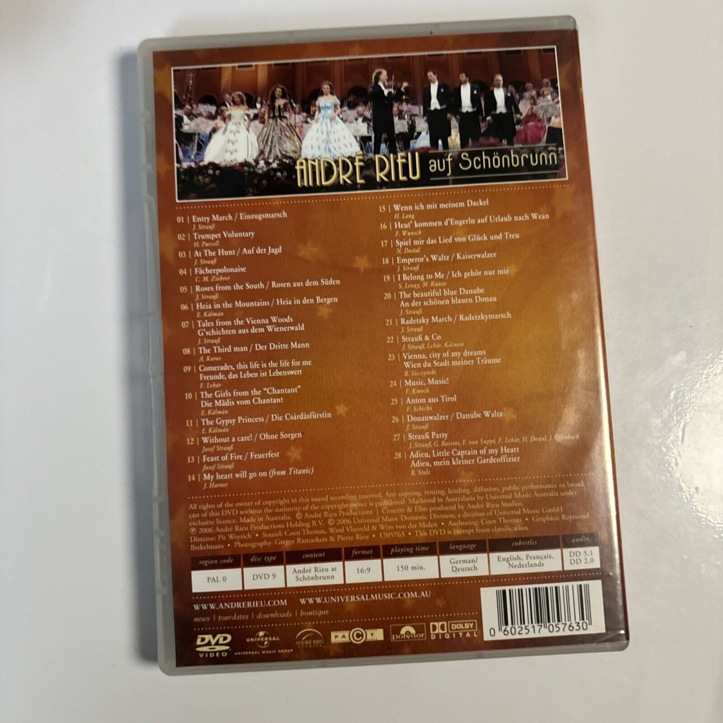 André Rieu at Schoenbrunn/Vienna by André Rieu (DVD, 2006) All Regions